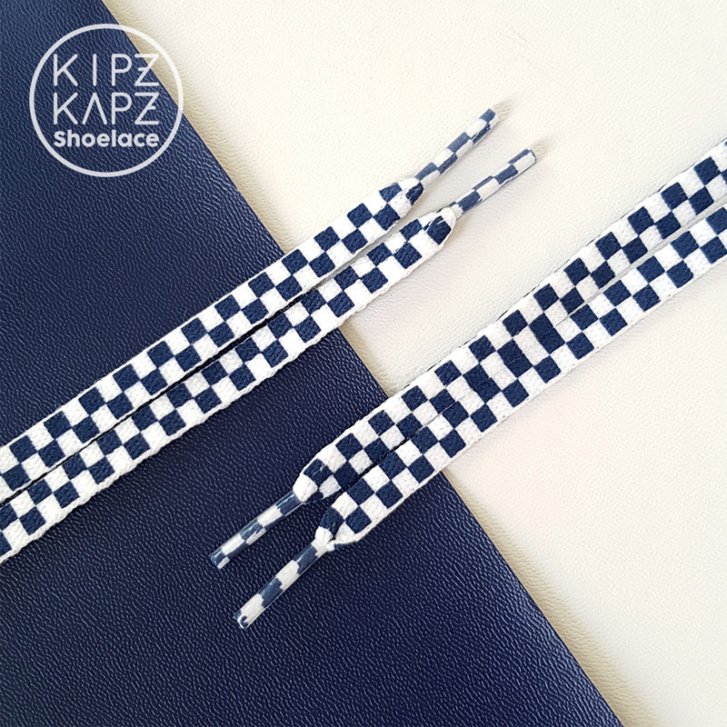 Jual Aksesoris Sneakers Kipzkapz Flat Checker Xs35 8Mm White Navy Original Xs35 - Flat Checker 8Mm - hoopspoint.com